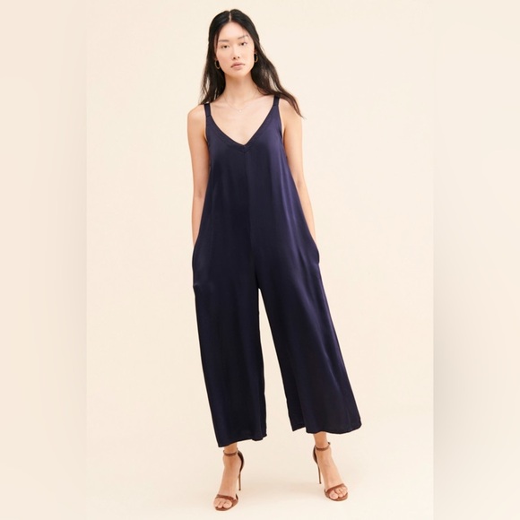LACAUSA CLOTHING Velvet Santi Relaxed Jumpsuit Navy XS